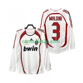 Camisolas de futebol AC Milan MALDINI 3 2006 2007 Retro Equipamento Alternativa Manga Comprida